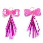 Wholesale glitter Acetate Bow Drop Earrings Sequin Tassels L