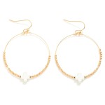 Wholesale metal Beaded Hoop Earrings Dainty Cross Bead L