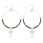 Wholesale beaded Wire Hoop Drop Earrings Ball Cross Charms L