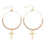 Wholesale beaded Wire Hoop Drop Earrings Ball Cross Charms L