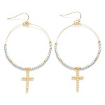 Wholesale beaded Wire Hoop Drop Earrings Ball Cross Charms L