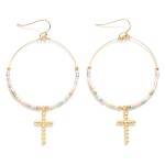 Wholesale beaded Wire Hoop Drop Earrings Ball Cross Charms L