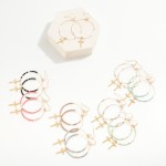 Wholesale beaded Wire Hoop Drop Earrings Ball Cross Charms L