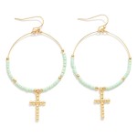 Wholesale beaded Wire Hoop Drop Earrings Ball Cross Charms L