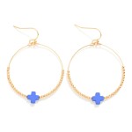 Wholesale metal Beaded Hoop Earrings Dainty Cross Bead L