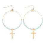 Wholesale beaded Wire Hoop Drop Earrings Ball Cross Charms L