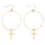 Wholesale beaded Wire Hoop Drop Earrings Ball Cross Charms L