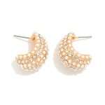 Wholesale pearl Rhinestone Studded Teardrop Hoop Earrings L