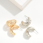 Wholesale metal Basket Weave Hoop Earrings D