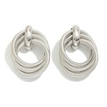 Wholesale interlocked Ribbed Hoops Post Drop Earrings L