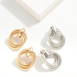 Wholesale interlocked Ribbed Hoops Post Drop Earrings L