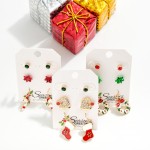 Wholesale set Three Christmas Themed Earrings Christmas Present Bows Candy Canes