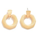 Wholesale ribbed Metal Hexagon Door Knocker Drop Earrings L
