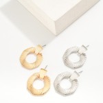 Wholesale ribbed Metal Hexagon Door Knocker Drop Earrings L