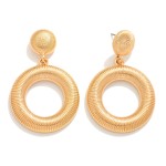 Wholesale ribbed Metal Hoop Drop Earrings L