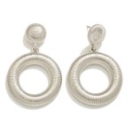Wholesale ribbed Metal Hoop Drop Earrings L