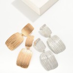 Wholesale linked Metal Brush Stroke Drop Earrings L