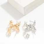 Wholesale pearl Studded Metal Flowers Hoop Earrings D