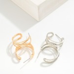 Wholesale metal Hoop Earrings Twisted Metal Rope Detail D