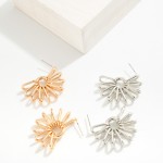 Wholesale metal Wire Wrapped Half Flower Post Drop Earrings L