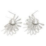 Wholesale metal Wire Ball Bearing Flower Post Drop Earrings L