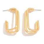 Wholesale stacked Metal Wire Rectangles Hoop Earrings L