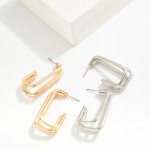 Wholesale stacked Metal Wire Rectangles Hoop Earrings L