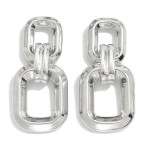 Wholesale linked Rounded Metal Squares Drop Earrings L