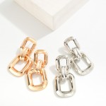 Wholesale linked Rounded Metal Squares Drop Earrings L
