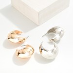 Wholesale chunky Ridged Metal Hoop Earrings D