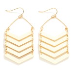 Wholesale linked Wood Chevron Drop Earrings L