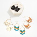 Wholesale linked Wood Chevron Drop Earrings L
