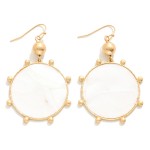 Wholesale pearlescent Circle Drop Earrings Gold Studded Border L