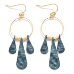 Wholesale metal Wire Hoop Drop Earrings Hammered Metal Tassels L