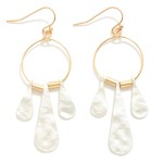 Wholesale metal Wire Hoop Drop Earrings Hammered Metal Tassels L