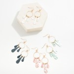 Wholesale metal Wire Hoop Drop Earrings Hammered Metal Tassels L