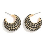 Wholesale rhinestone Studded Metal Tapered Hoop Earrings D