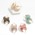 Wholesale rhinestone Studded Metal Tapered Hoop Earrings D