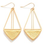 Wholesale gold Drop Earrings Folded Leather Triangle Detail L