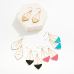 Wholesale gold Drop Earrings Folded Leather Triangle Detail L