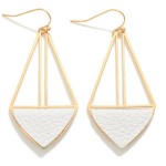 Wholesale gold Drop Earrings Folded Leather Triangle Detail L
