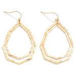 Wholesale hammered Metal Concentric Octagonal Teardrop Drop Earrings L