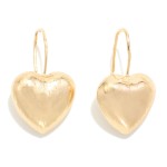 Wholesale brushed Metal Heart Drop Earrings L