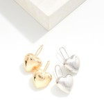 Wholesale brushed Metal Heart Drop Earrings L