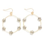 Wholesale gold Metal Wire Hoop Drop Earrings Star Bead Stations L