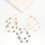 Wholesale gold Metal Wire Hoop Drop Earrings Star Bead Stations L