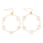 Wholesale gold Metal Wire Hoop Drop Earrings Star Bead Stations L