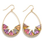 Wholesale gold Twisted Wire Teardrop Drop Earrings Triangular Beads L