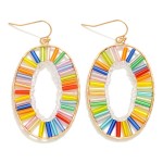 Wholesale inner Beaded Metal Oval Drop Earrings L