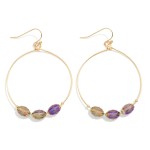Wholesale faceted Glass Crystal Beaded Gold Wire Hoop Drop Earrings L